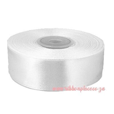 Satin Ribbon (Single Sided) – 30meter roll – White - Ribbon Place