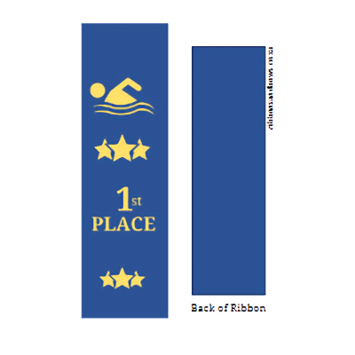 swim award ribbon 1st place blue gold