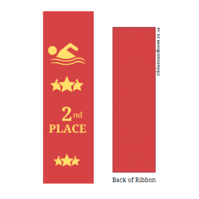 swim award ribbons 2nd place red gold