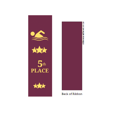 swim award ribbon 5th place burgundy gold