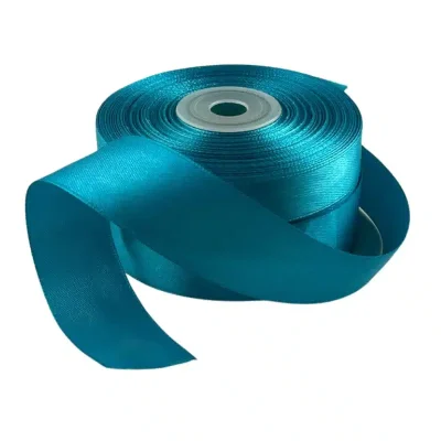 teal turquoise single sided satin ribbon rolls 30meter