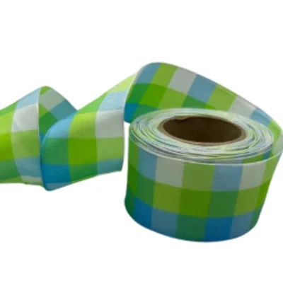 Wire edged taffeta ribbon blue green 40mm x 20m